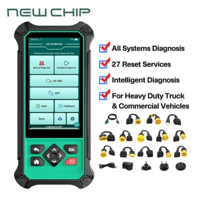 Newchip Hdt301 大型トラック診断スキャナ OBD2 ツール すべてのシステム 27 リセットエアメーター DPF インジェクター エンジン Hpbd 自動コードリーダー